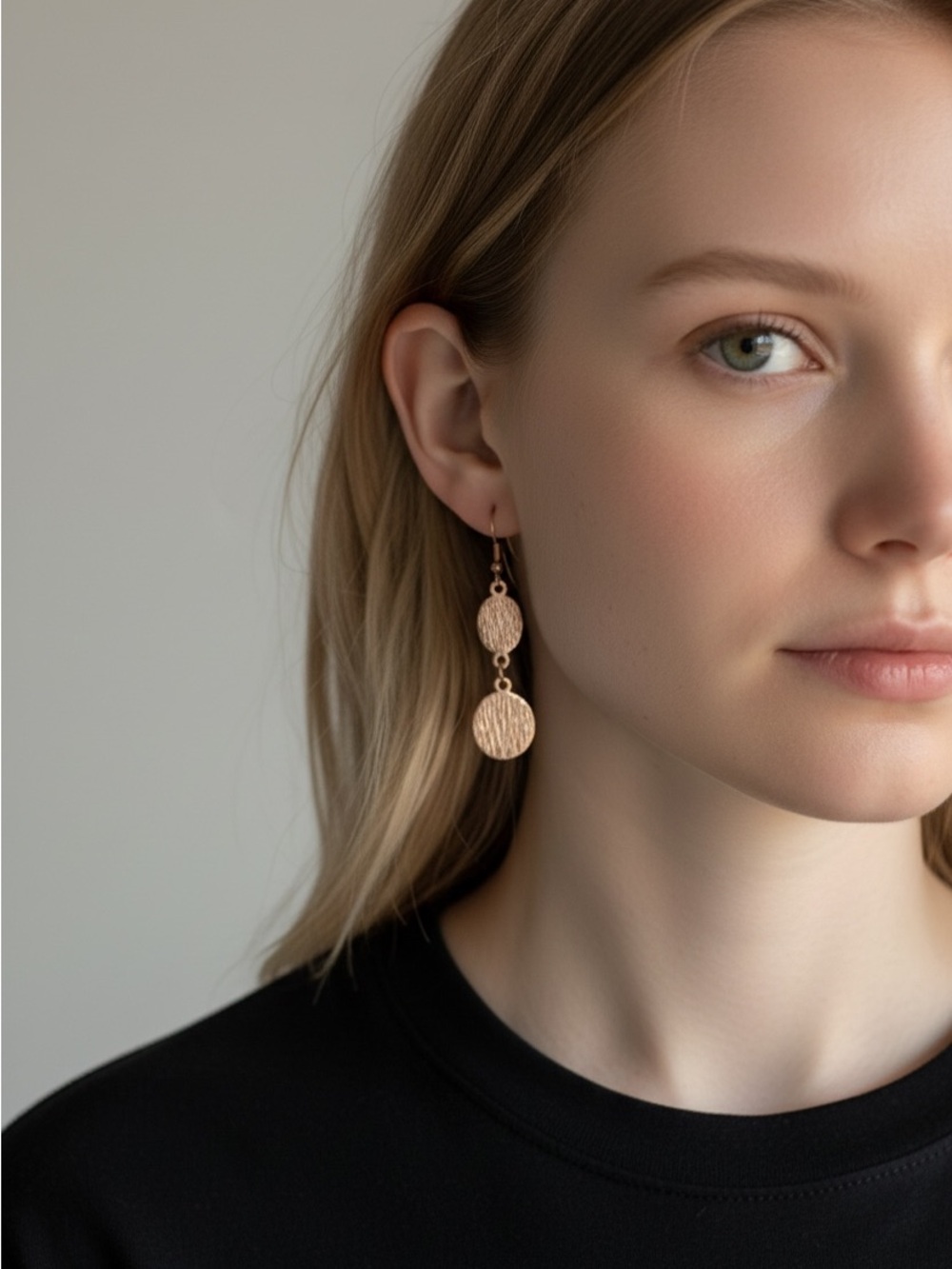 10/9 Rose Gold Double Disc Drop Earrings - Women Jewelry